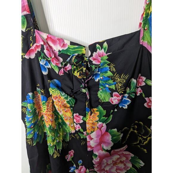 Vintage 60's Sears Hawaiian Fashions Floral Maxi Dress Lace Up Front Silky  SEE - Picture 5 of 9